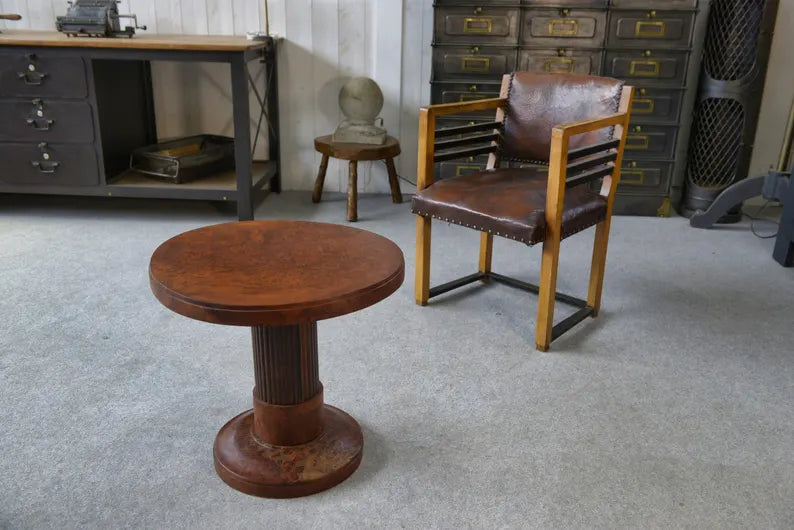Vintage pedestal table attributed to Jules LELEU