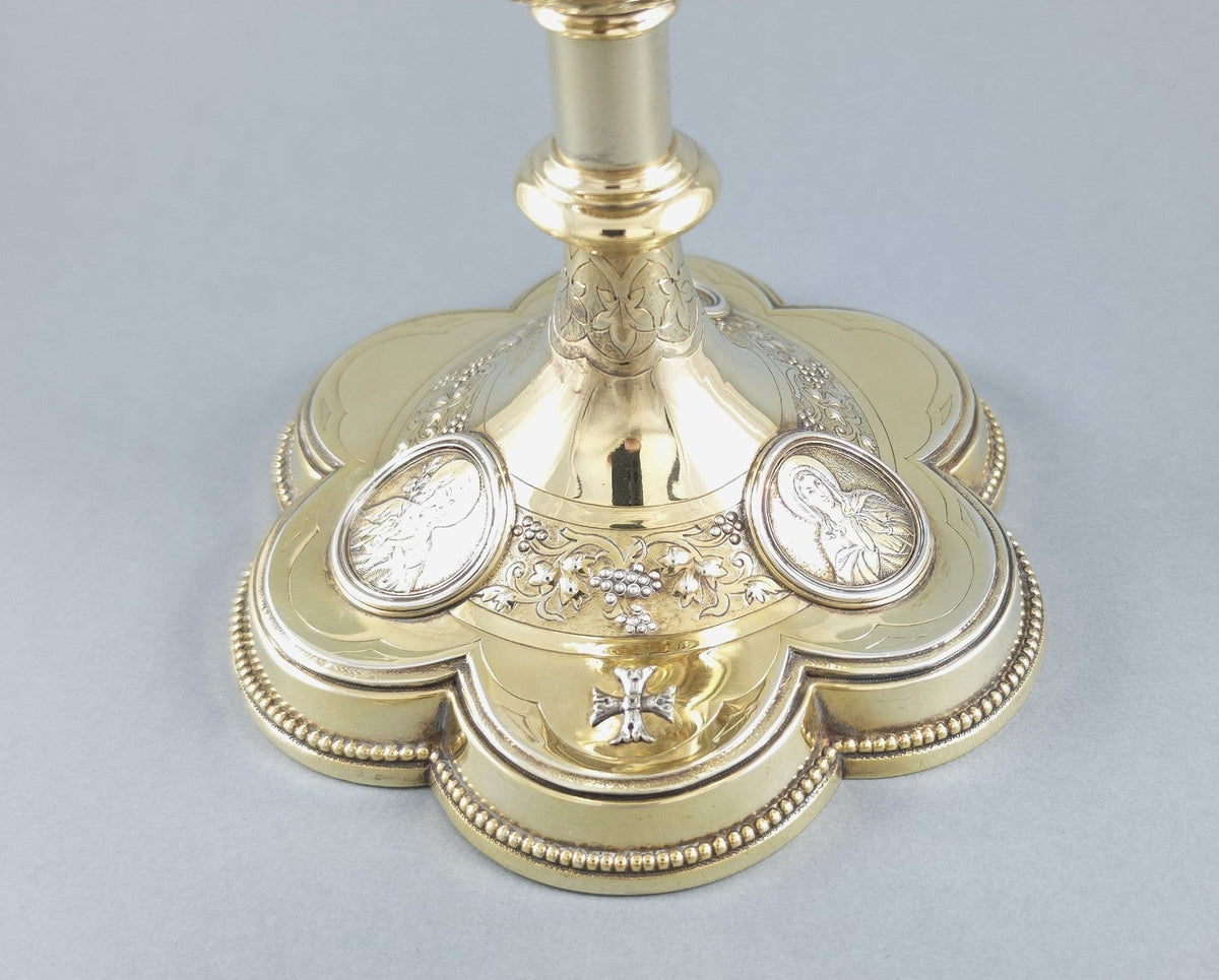 19th-century solid silver vermeil chalice by Demarquet Frères