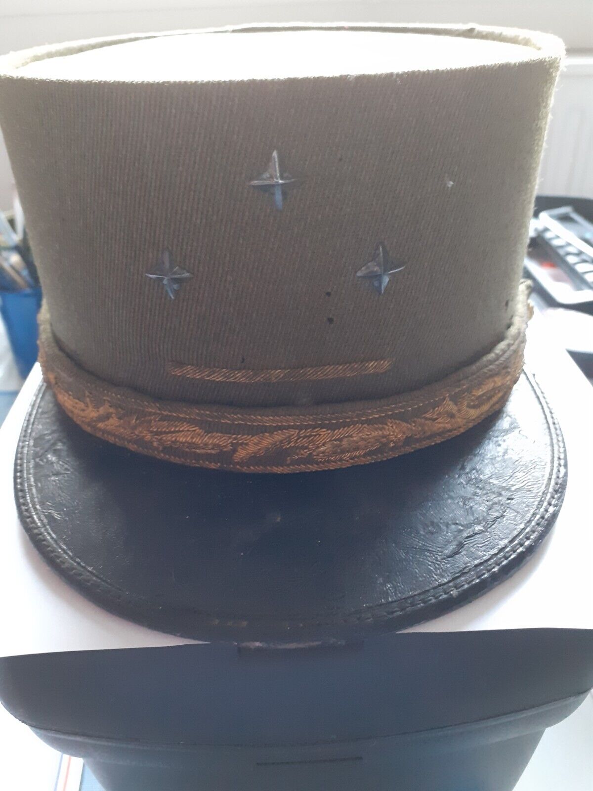 Très beau et très rare Kepi de campagne d'un général de division (avec barre dorée de commandement supérieur)