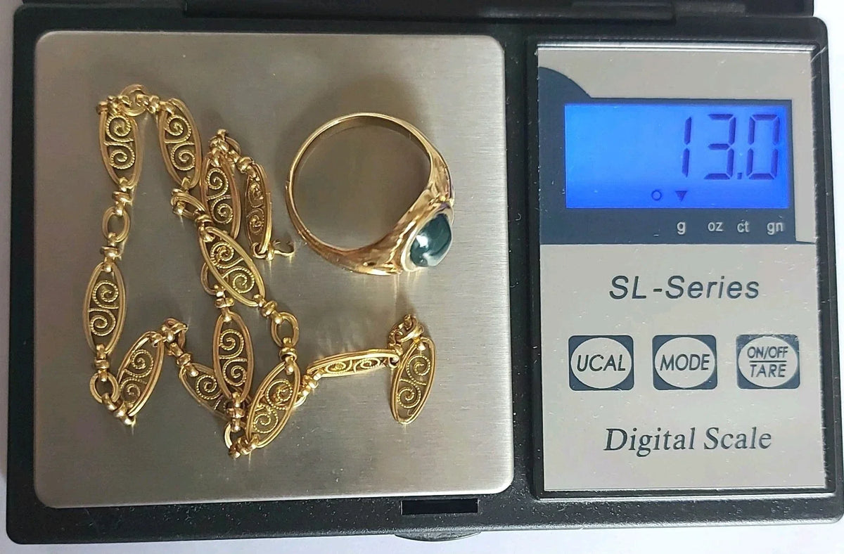 LOT OR 18K or massif bijou bague chaîne