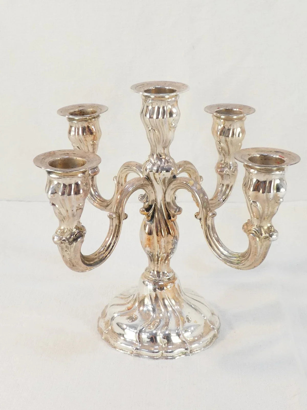 19th-century solid 925 sterling silver candelabra candlestick