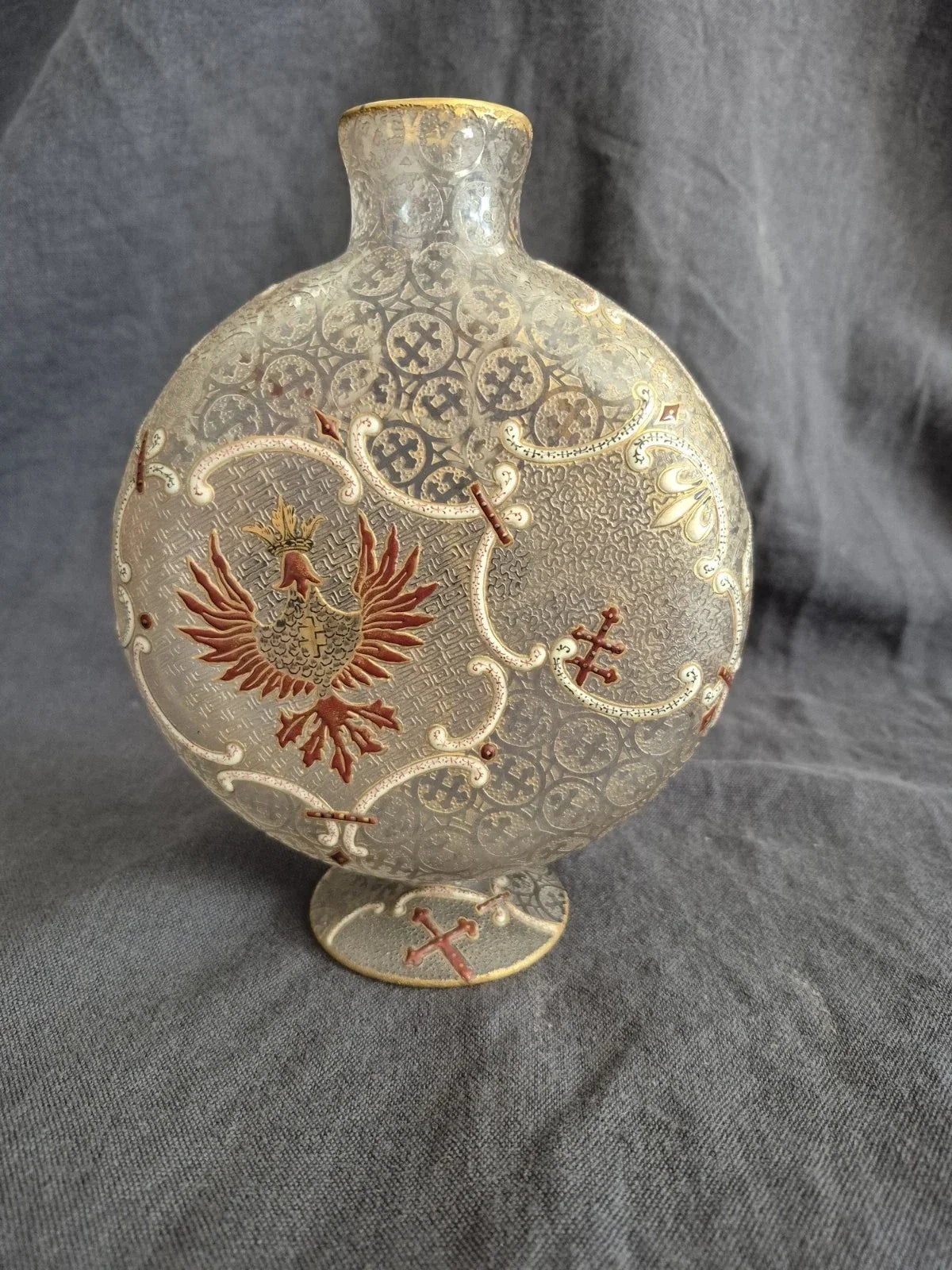 ANTIQUE DAUM NANCY VASE DOMREMY LA PUCELLE JOAN OF ARC