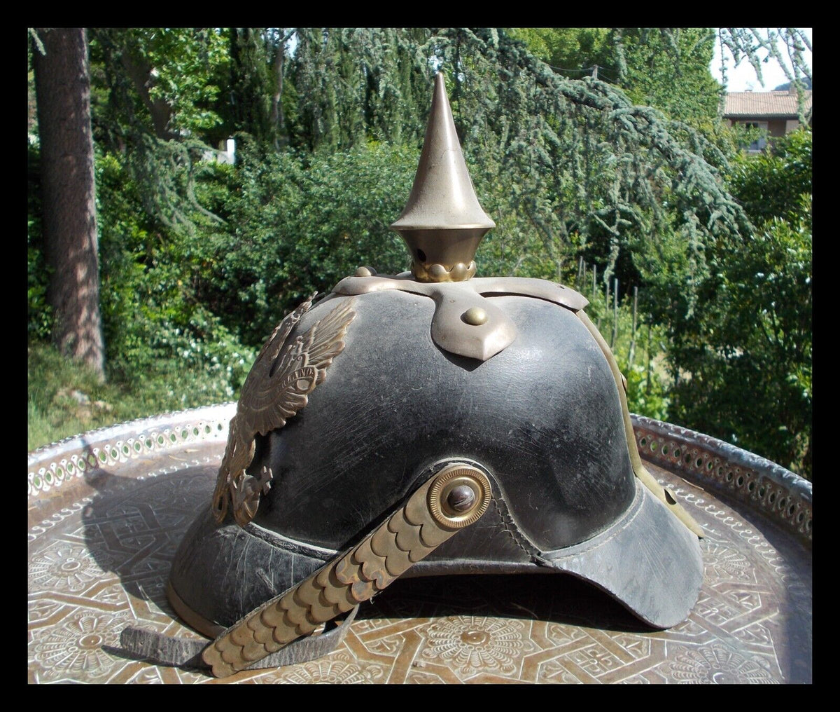 Antique German Pickelhaube marked 1870 WWI 14-18