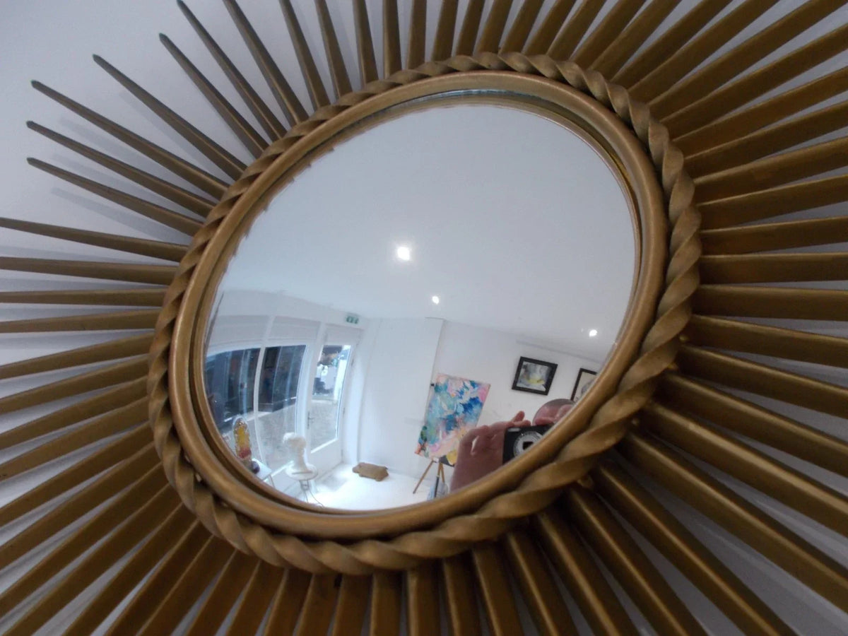 VINTAGE CHATY VALLAURIS SIGNED WITCH'S EYE MIRROR POILLERAT SUNBURST MIRROR XX