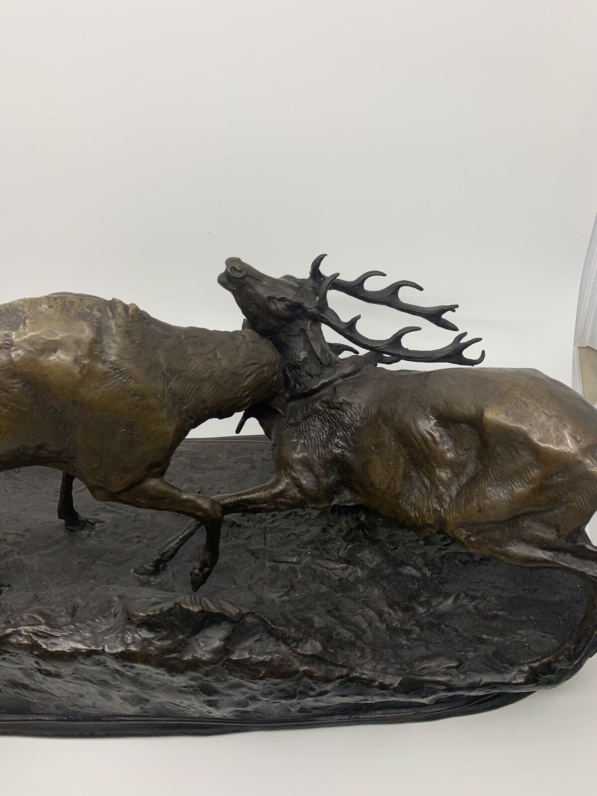 Bronze sculpture of stags fighting