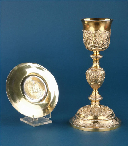 Antique Baroque Gilt Silver Chalice and Paten 1836