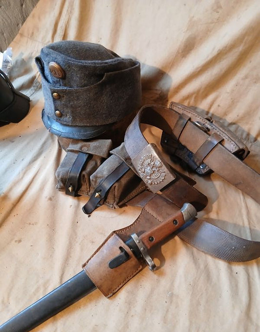 Austrian militaria, lot of cap and equipment, WWI 1914-1918, German infantryman, France
