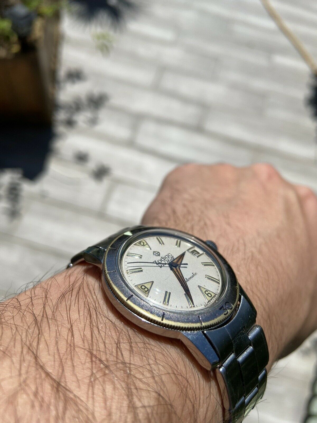 Zodiac Sea Wolf White Dial Original Bracelet And Box Automatic Movement AS70-72
