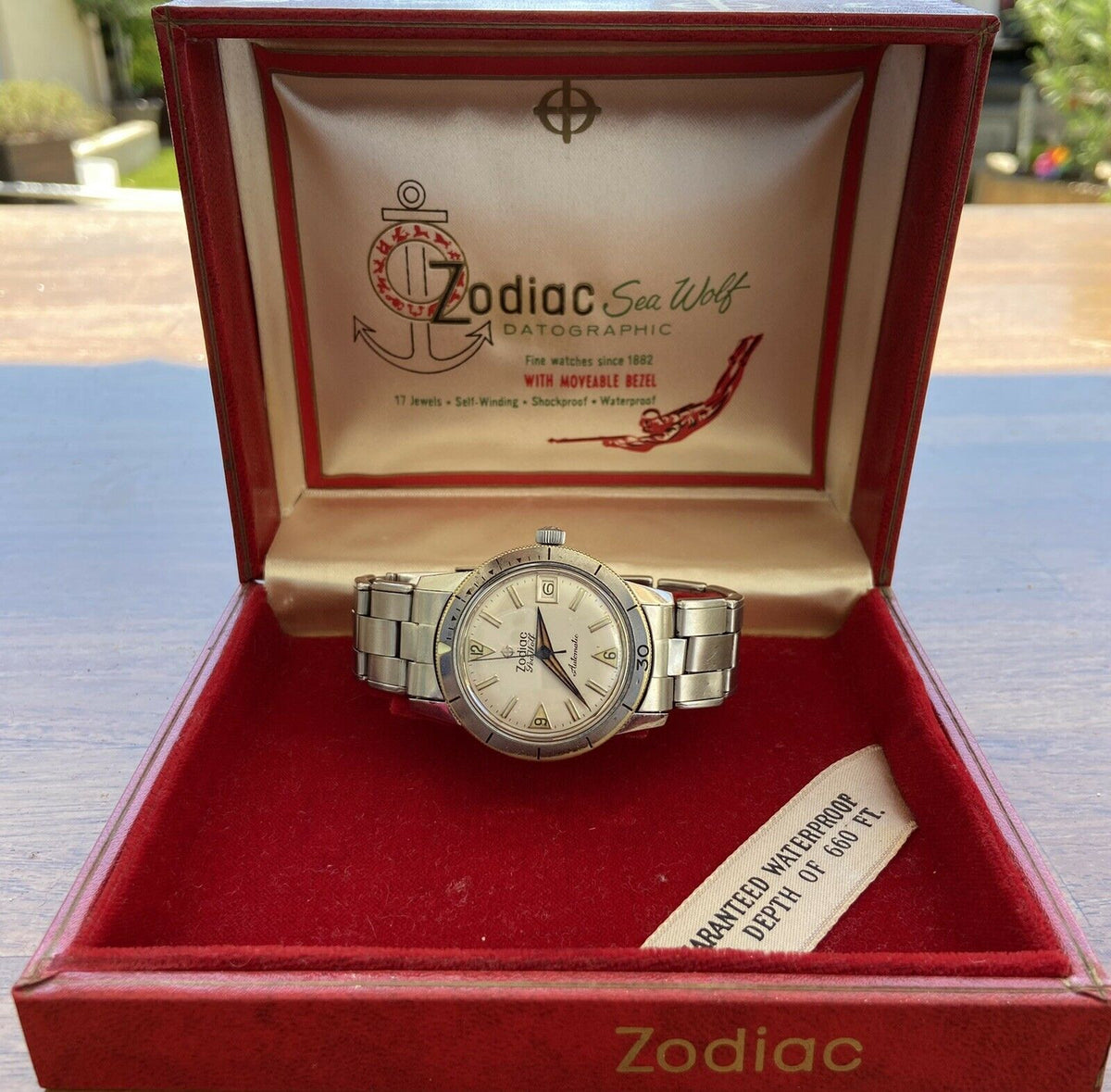 Zodiac Sea Wolf White Dial Original Bracelet And Box Automatic Movement AS70-72