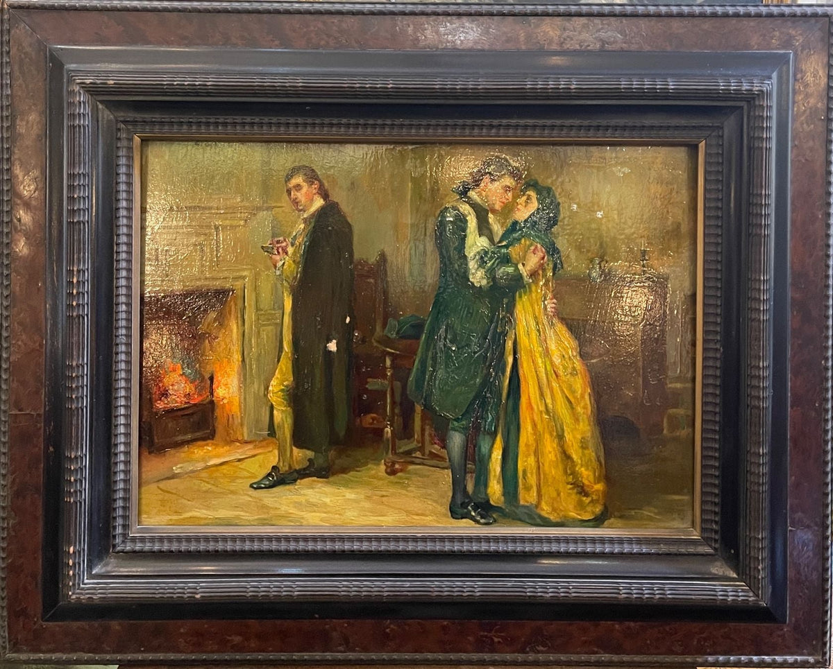 18th-century oil painting on wood titled The Snot-Carrier