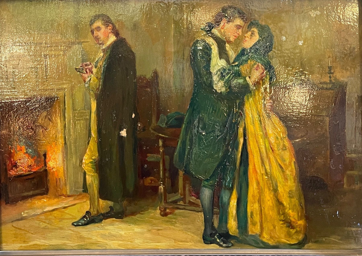 18th-century oil painting on wood titled The Snot-Carrier