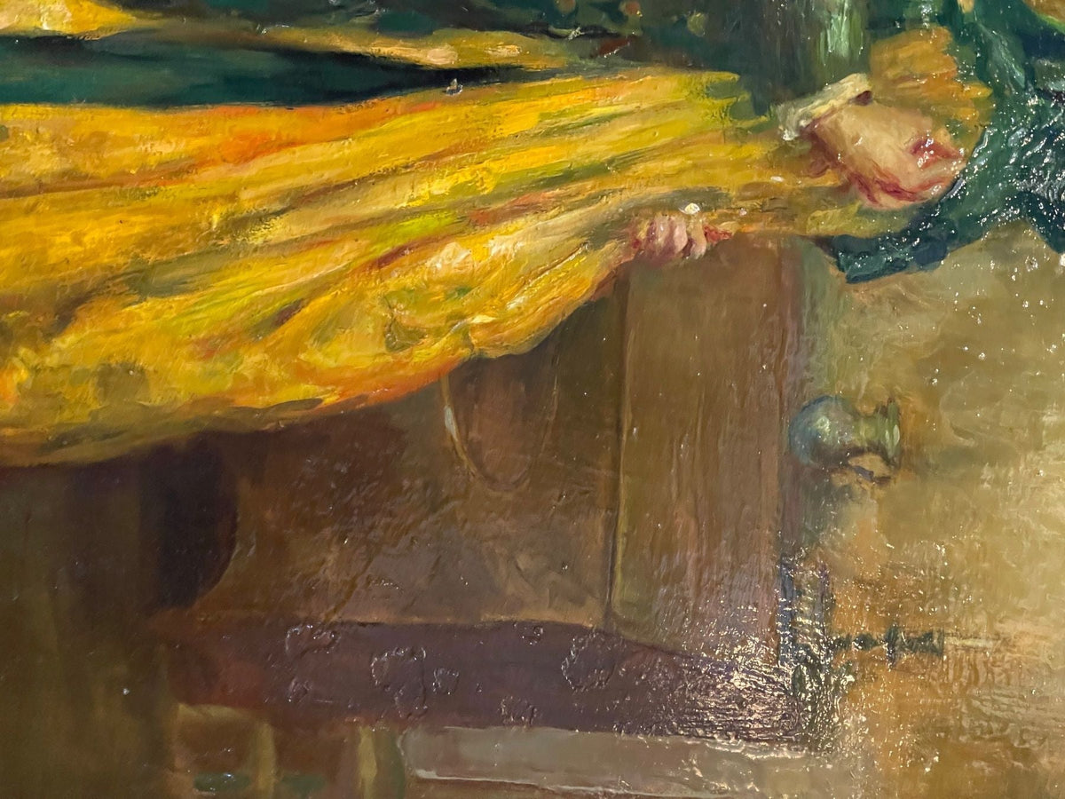 18th-century oil painting on wood titled The Snot-Carrier