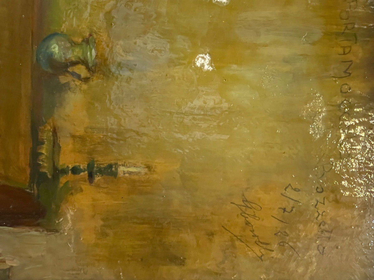 18th-century oil painting on wood titled The Snot-Carrier