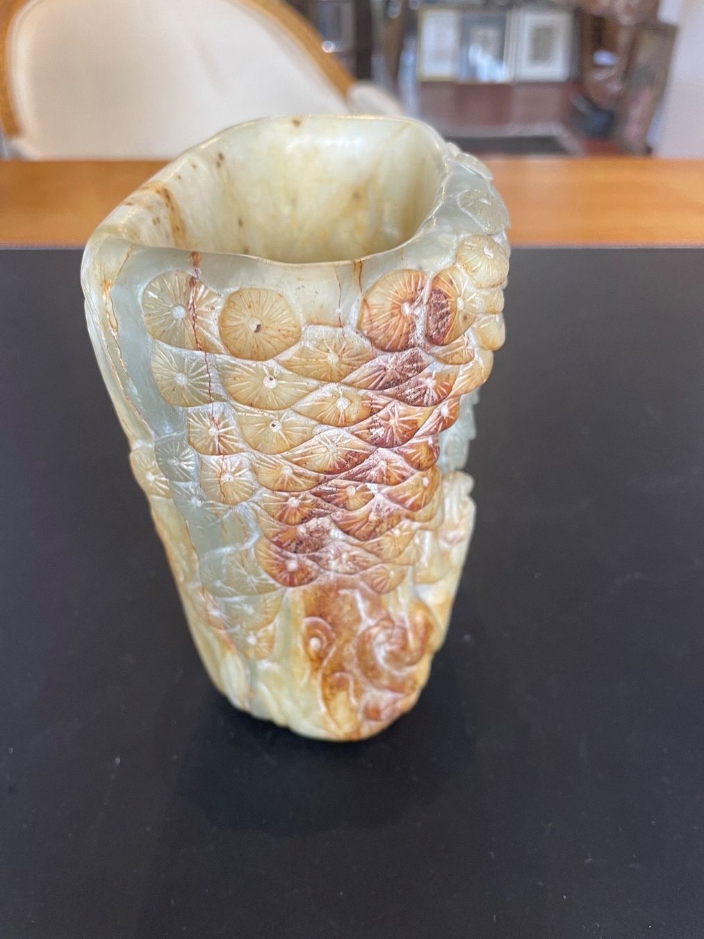 Finely carved jade brush pot