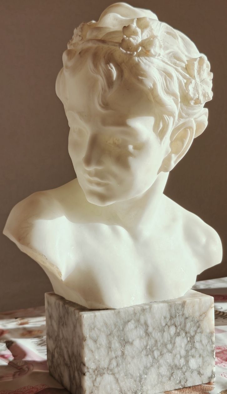 Carrara marble bust of a young man