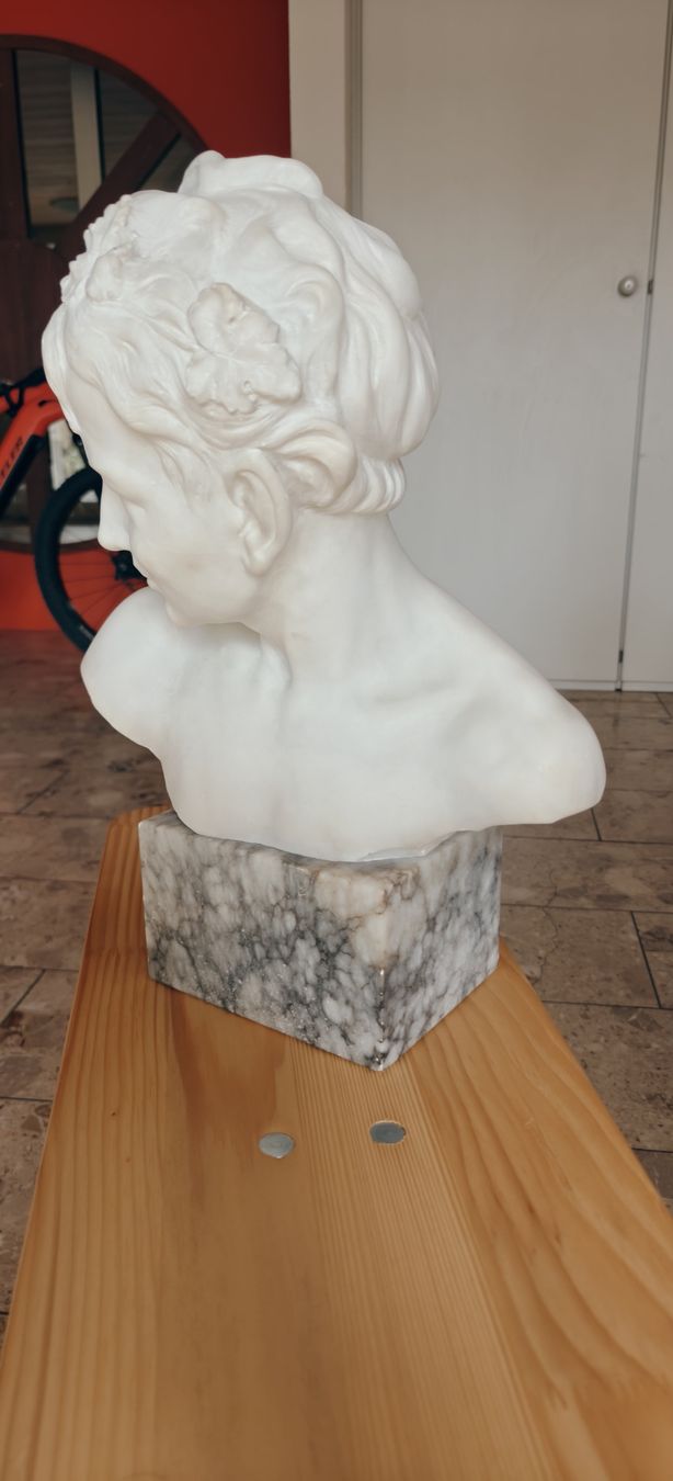 Carrara marble bust of a young man