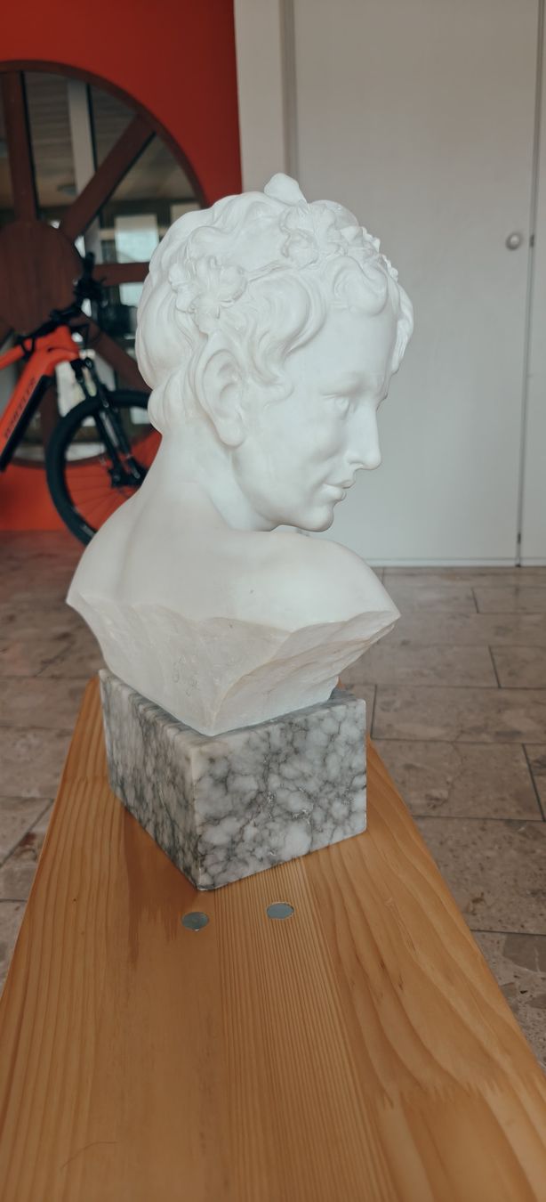 Carrara marble bust of a young man