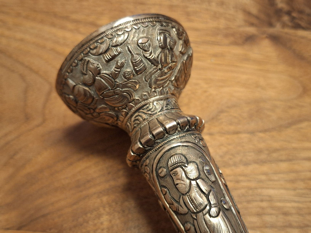 Pair of authentic solid silver Persian candlesticks