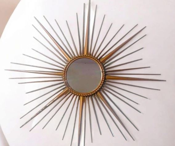 Vintage sunburst mirror signed Chaty Vallauris