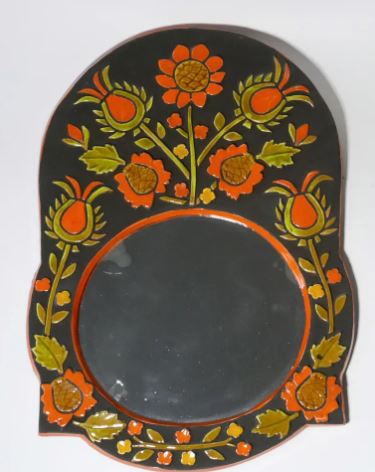 Vintage ceramic-glazed altarpiece wall mirror