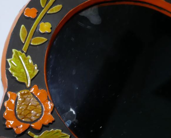Vintage ceramic-glazed altarpiece wall mirror