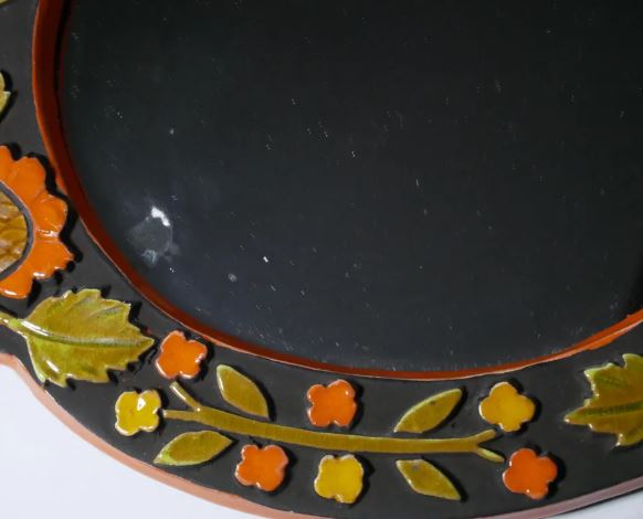 Vintage ceramic-glazed altarpiece wall mirror