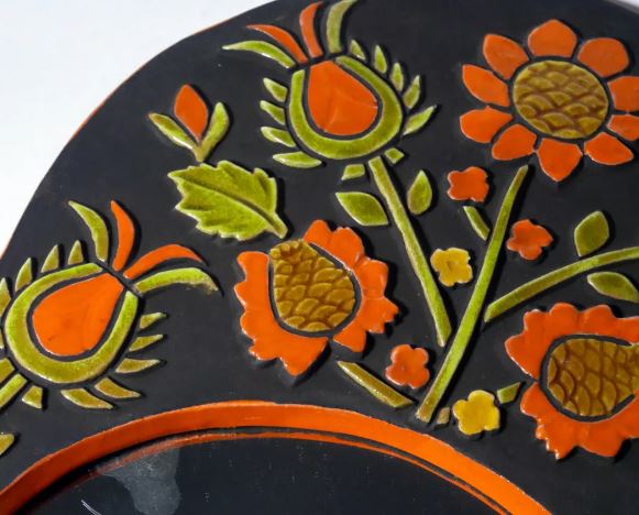 Vintage ceramic-glazed altarpiece wall mirror