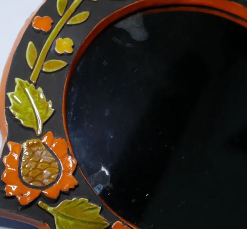 Vintage ceramic-glazed altarpiece wall mirror