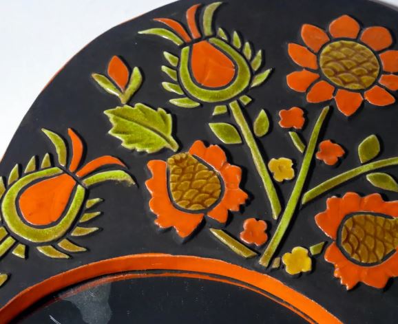 Vintage ceramic-glazed altarpiece wall mirror