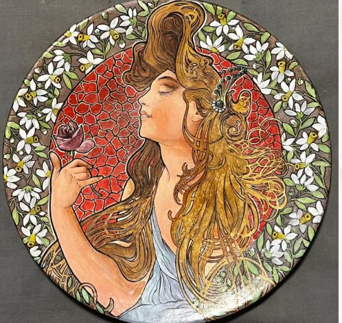 Early 20th-century painted terracotta plate
