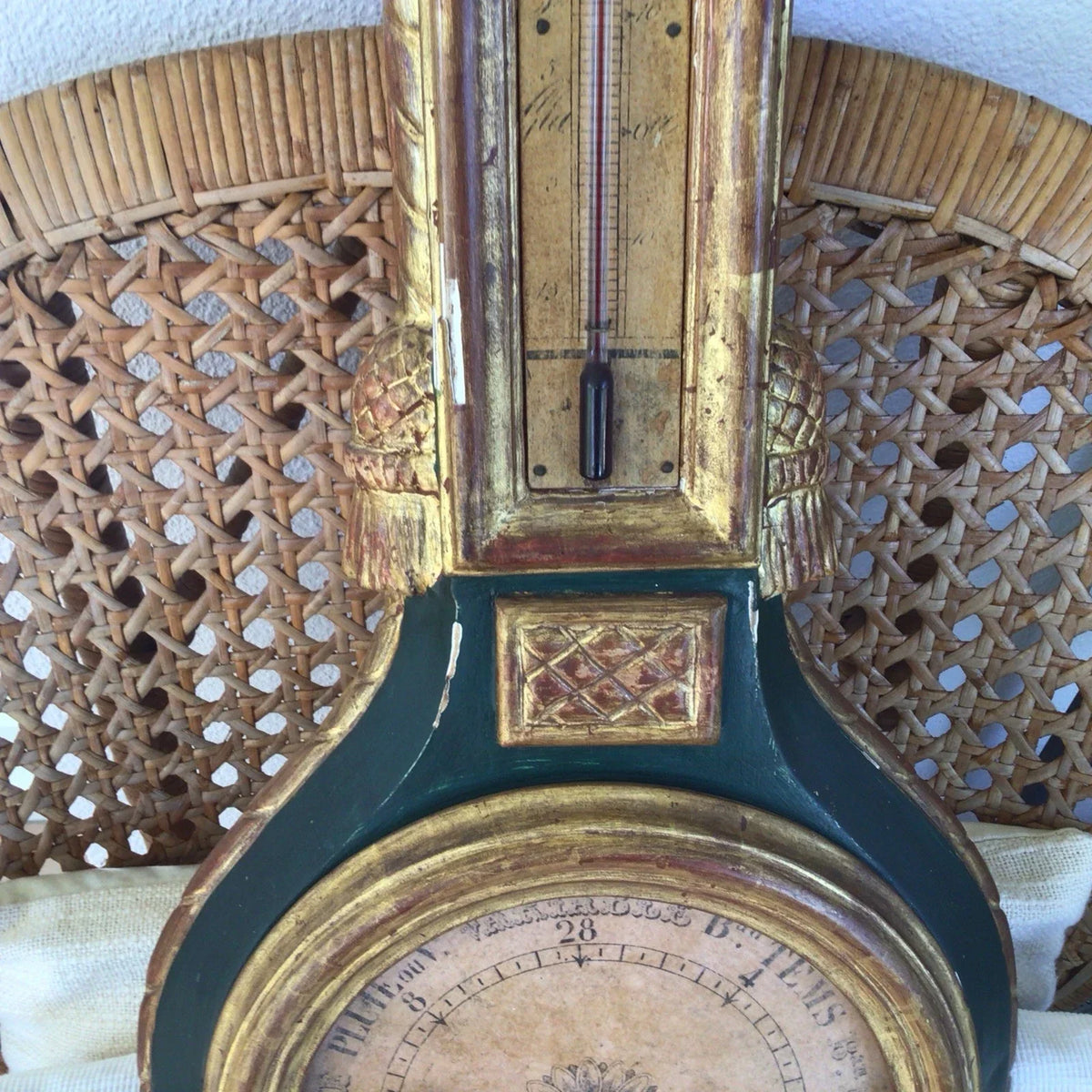Antique Louis XVI style barometer-thermometer