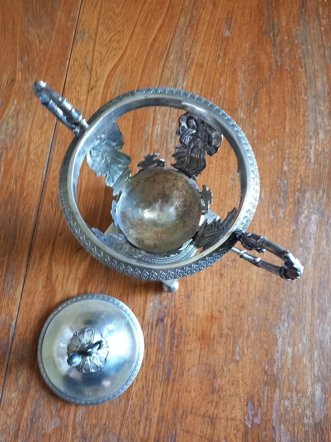 Early 19th-century solid silver sweetmeat jar, "vieillard" hallmark.