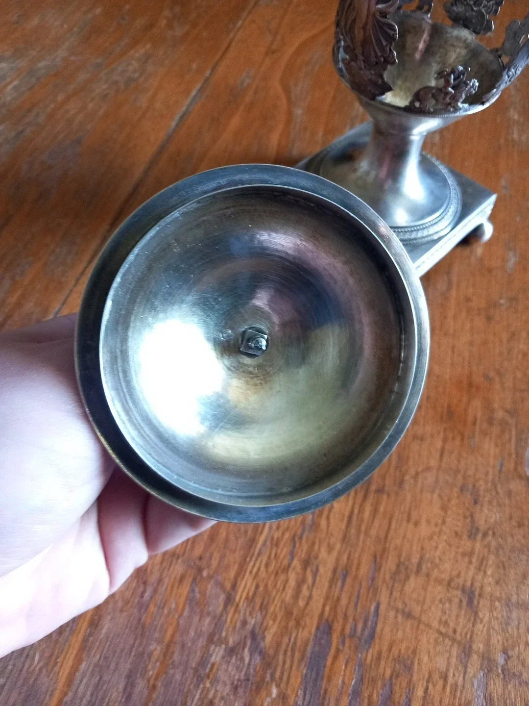 Early 19th-century solid silver sweetmeat jar, "vieillard" hallmark.