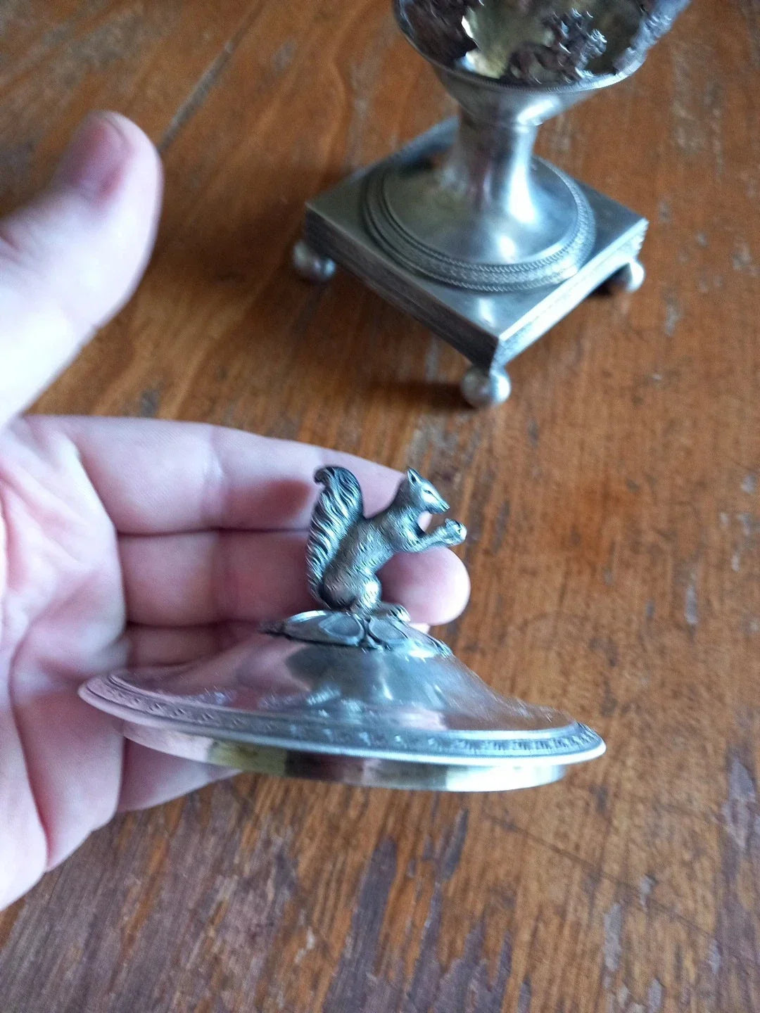 Early 19th-century solid silver sweetmeat jar, "vieillard" hallmark.