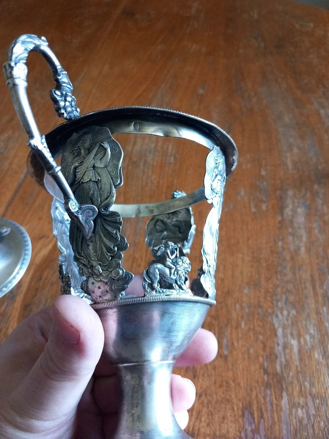 Early 19th-century solid silver sweetmeat jar, "vieillard" hallmark.