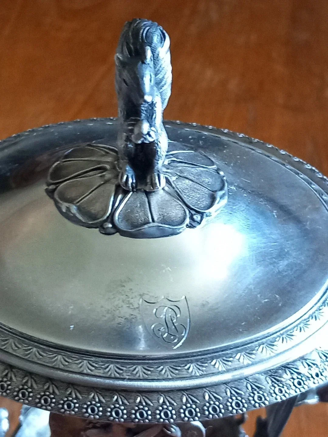 Early 19th-century solid silver sweetmeat jar, "vieillard" hallmark.