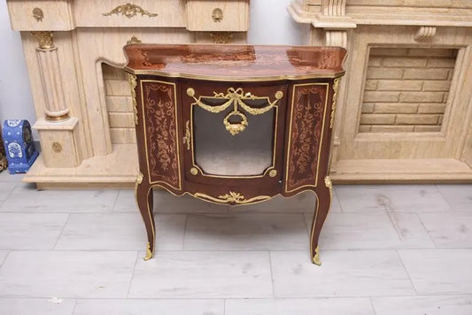 Antique inlaid wood chest of drawers