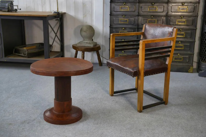 Vintage pedestal table attributed to Jules LELEU
