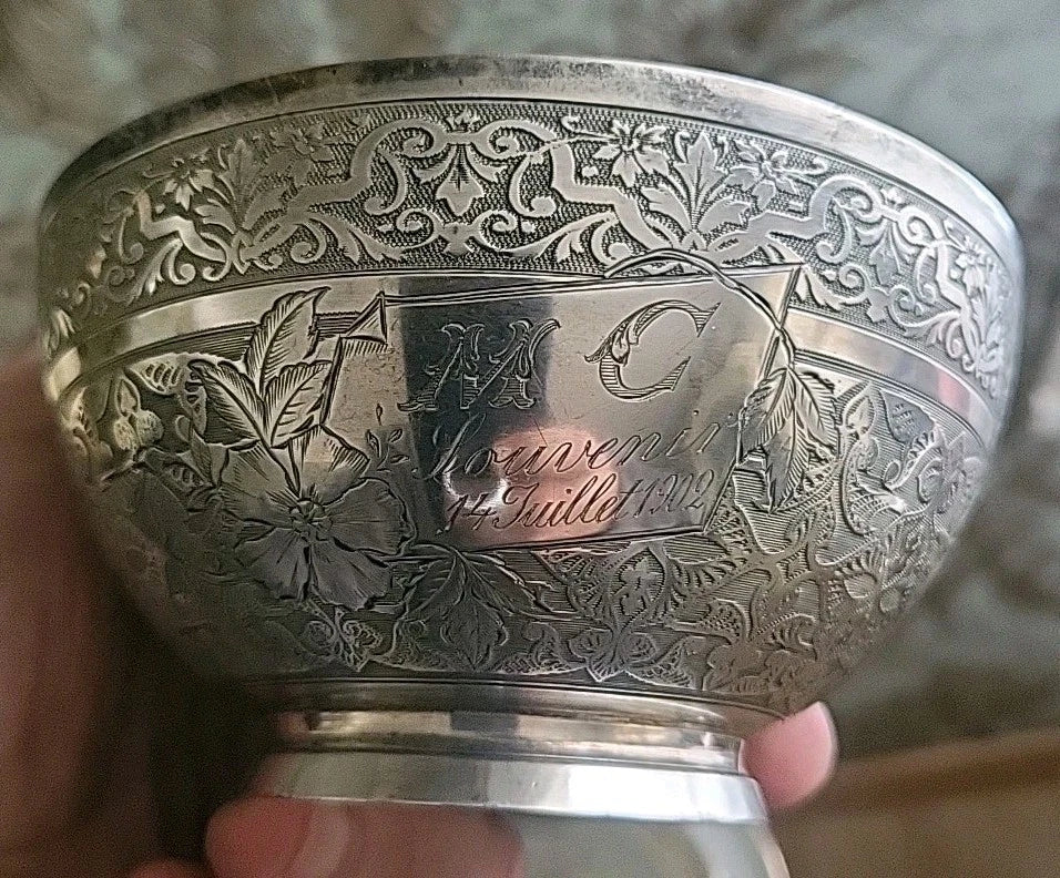 Solid silver cup and saucer