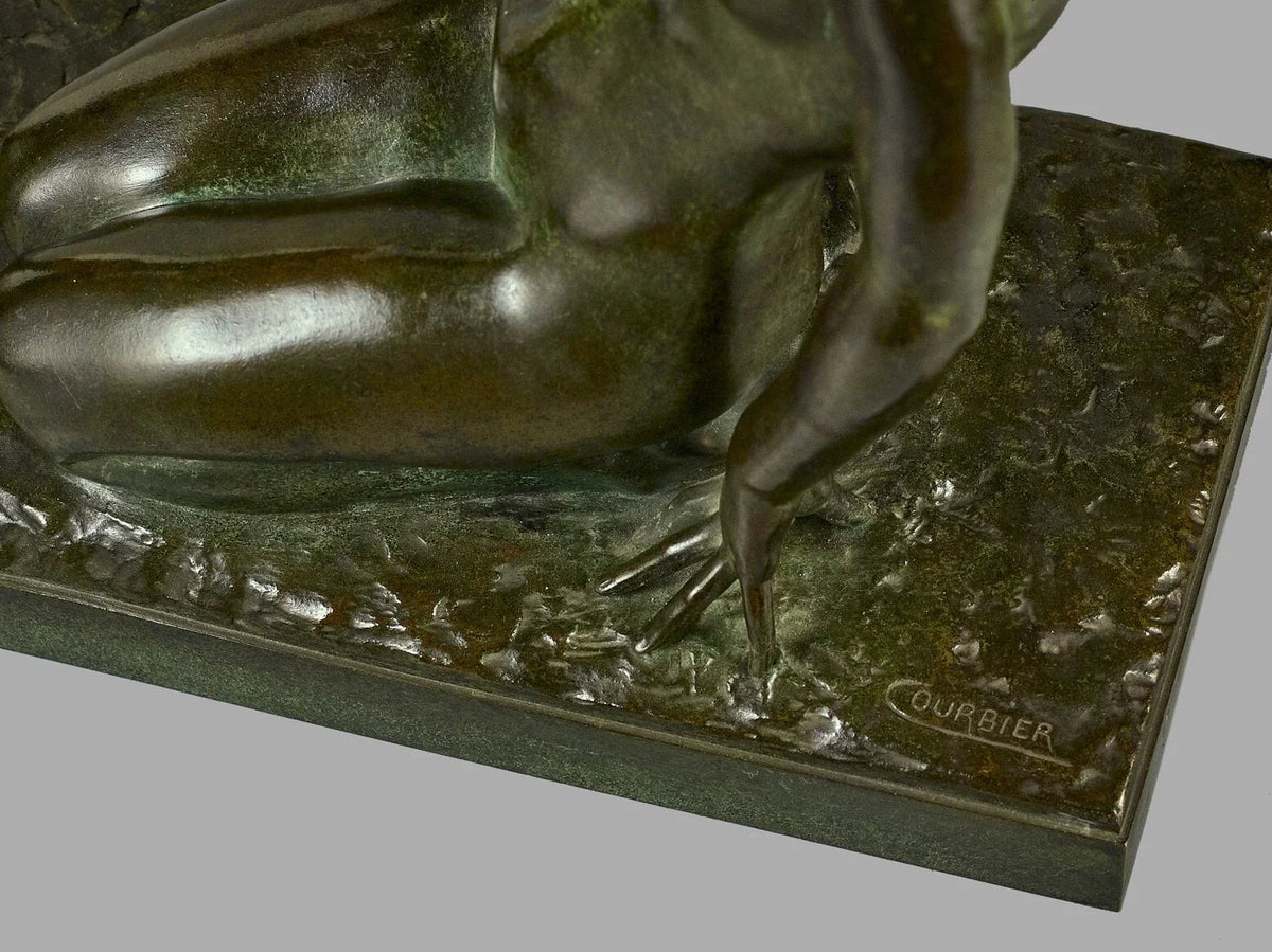 Sculpture en bronze jeune fille au chevreau circa 1926