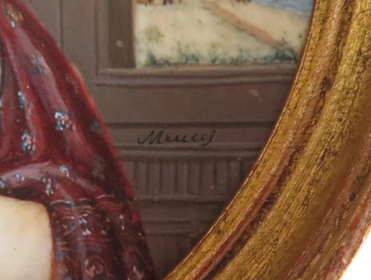 Original early 19th-century miniature painting depicting a woman