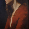 Oil painting on canvas, portrait of a young woman, rendered with great delicacy