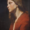 Oil painting on canvas, portrait of a young woman, rendered with great delicacy