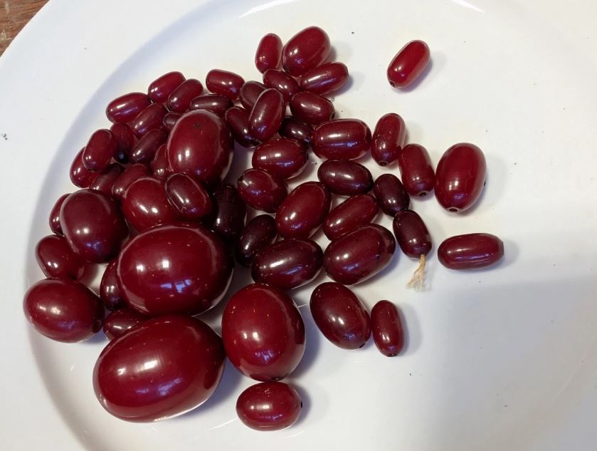 Cherry amber faturan bakelite necklace