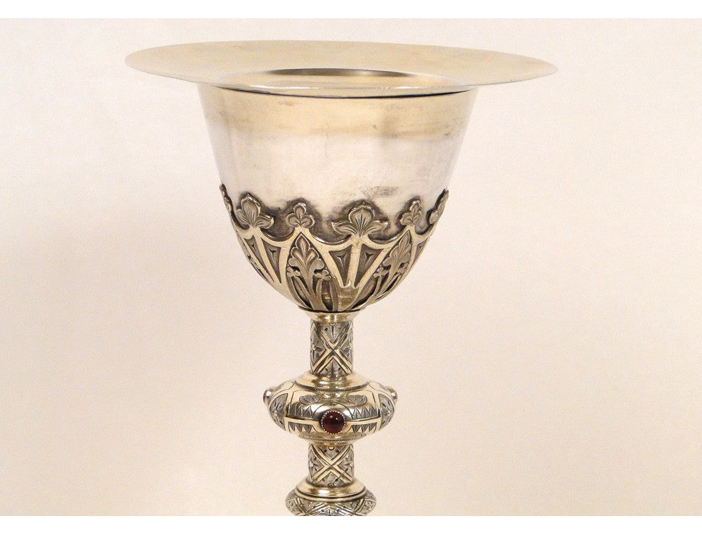 Solid silver gilt and ruby chalice, 19th century