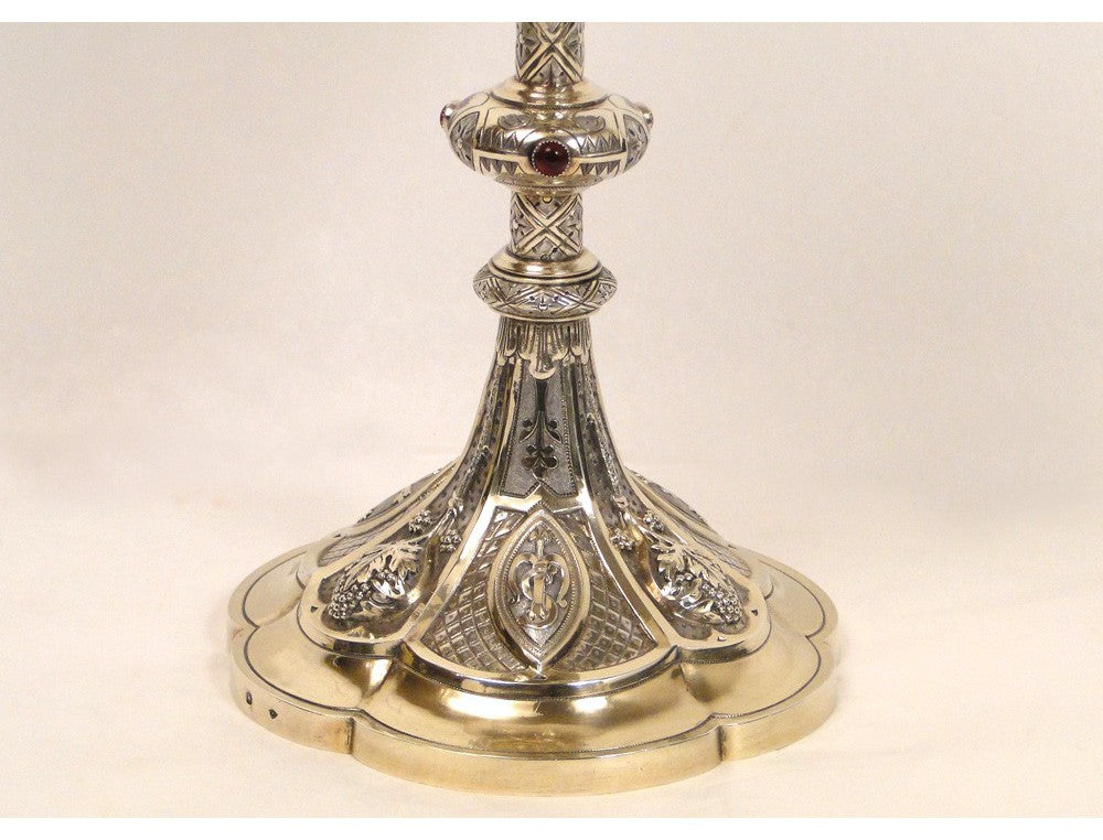 Solid silver gilt and ruby chalice, 19th century