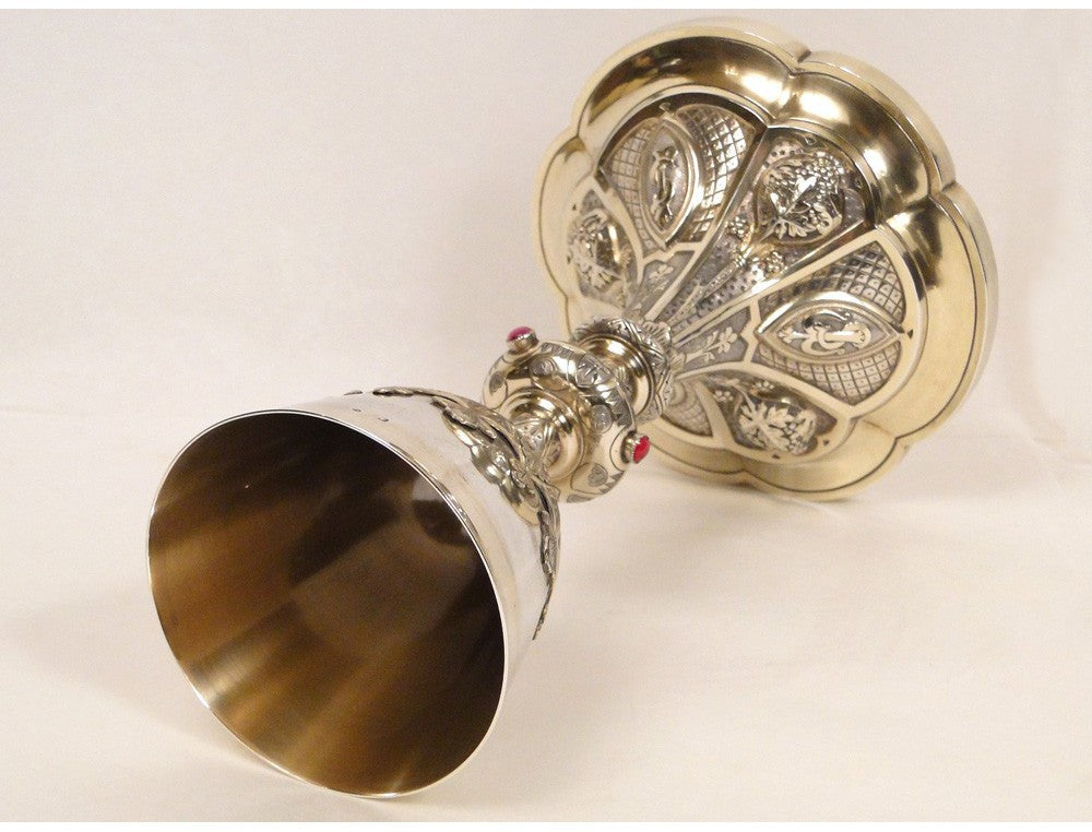 Solid silver gilt and ruby chalice, 19th century