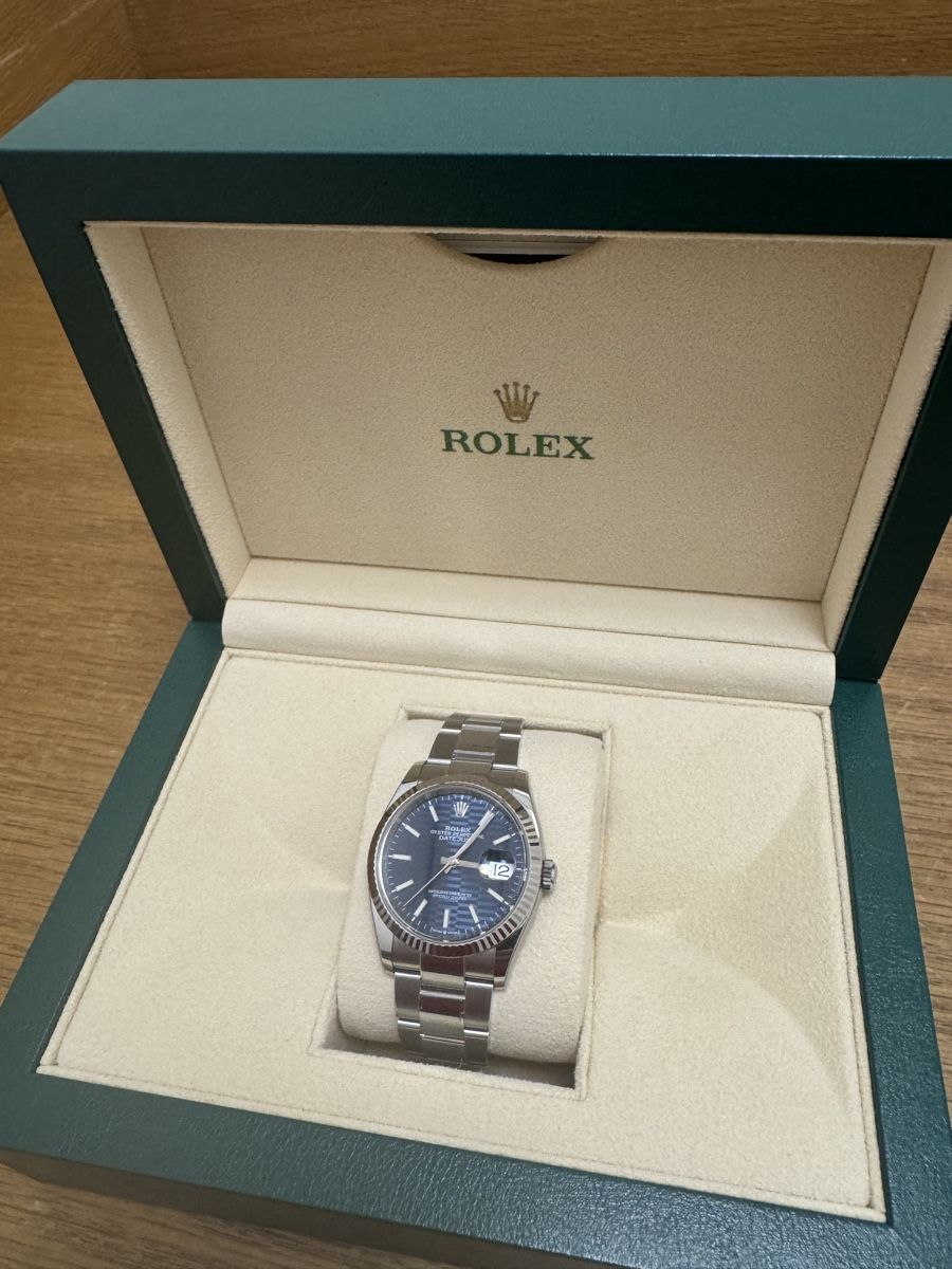 Rolex Datejust 36 126234 with blue fluted motif dial and Oyster bracelet