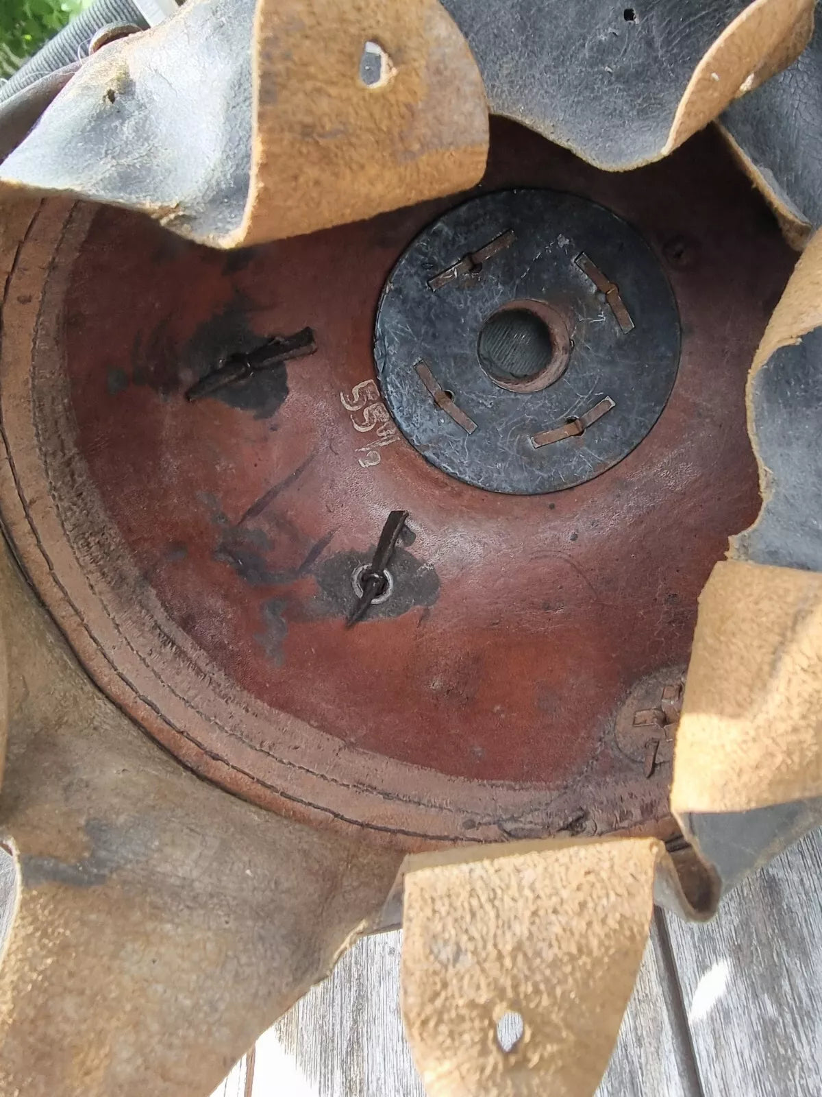 Model 1915 Pickelhaube in leather and grey metal
