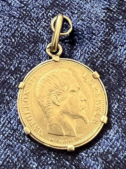 Mounted Napoleon III gold coin